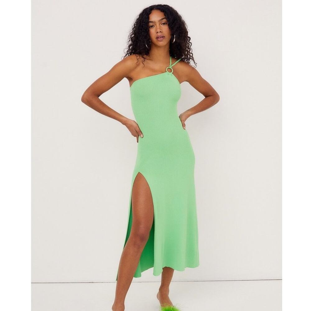 For Love and Lemons Green Keisha Maxi Dress, Knit‎ Cut-Outs, Resort, XL NWT